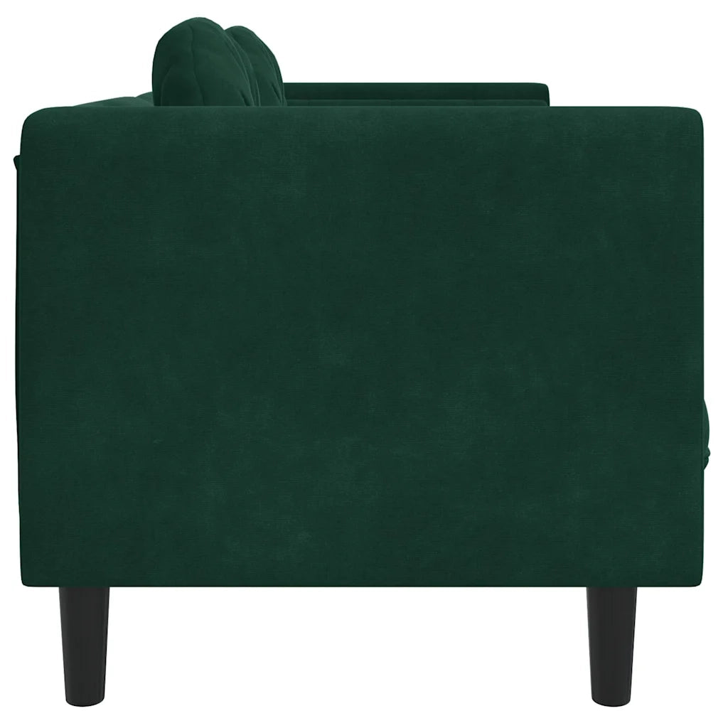 Divano a 3 Posti con Cuscini Verde Scuro in Velluto 372644