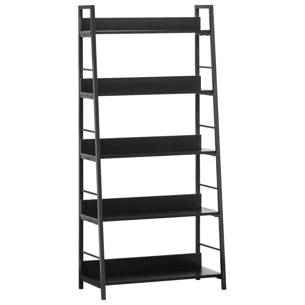 Libreria a 5 Ripiani Stile Industriale Inclinata ¨C Zephmum ¨C Nero 70x35x150 cm