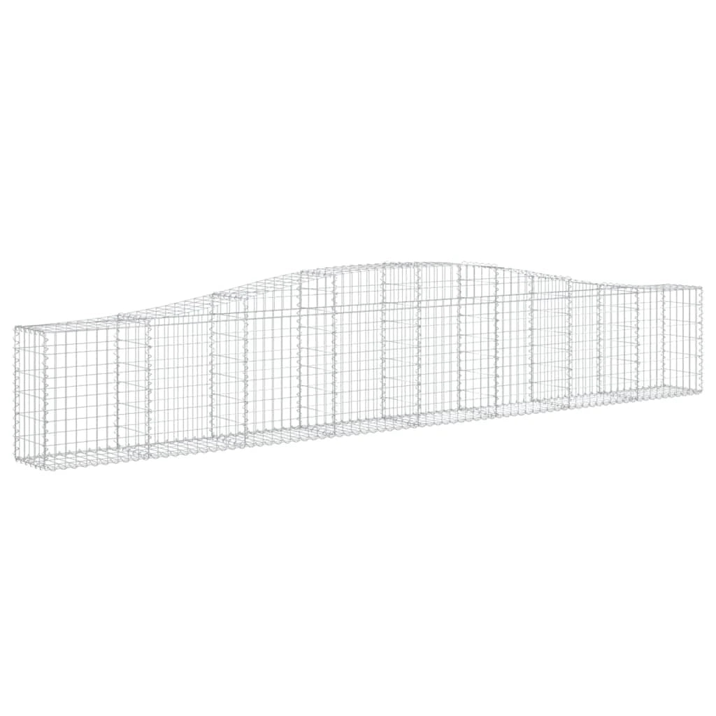 Cestini gabbioni recinzione a gabbia muro di contenimento ad arco 3 pezzi 400 x 30 x 60/80 cm ferro zincato argento 02_0040792