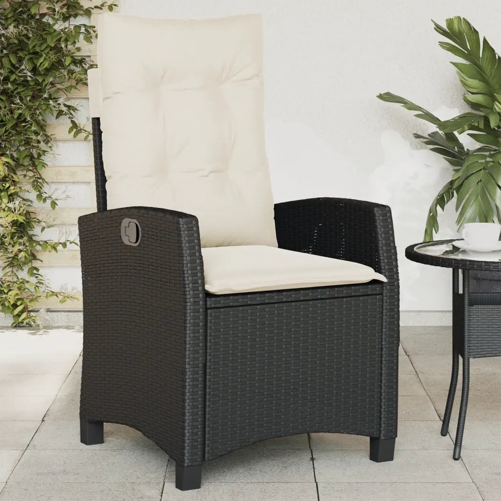Sedie Reclinabili da Giardino 2 pz | Sedie da Esterno con Cuscini Nero Polyrattan