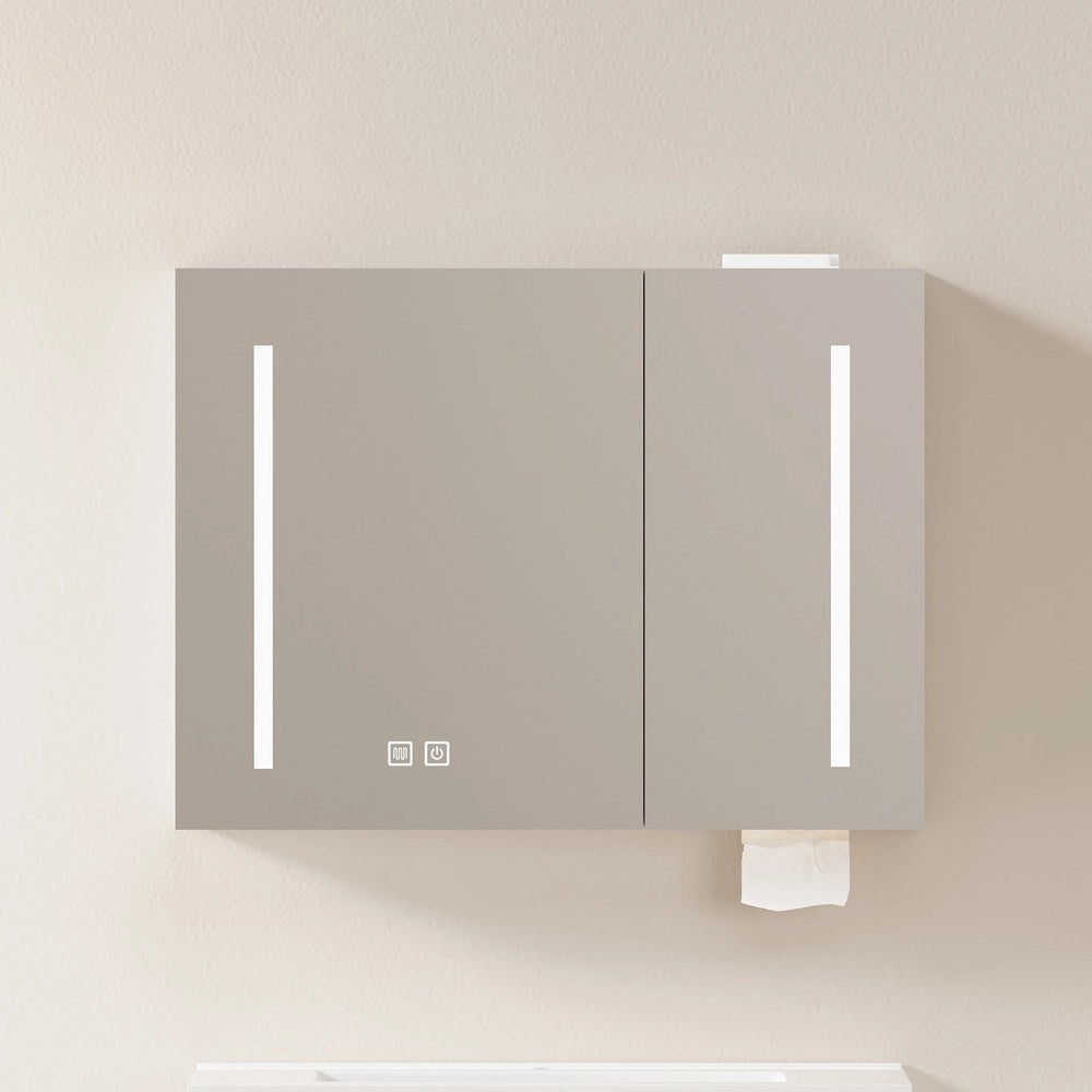 Armadietto Specchio con LED ¨C Xylo ¨C Bagno, Bianco, 80 cm