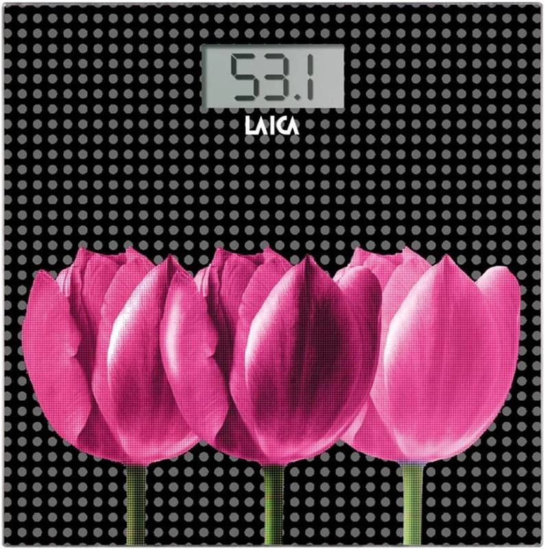 LAICA PS1075 BILANCIA PESAPERSONE PORTATA MAX 180KG COLORE NERO CON TULIPANI