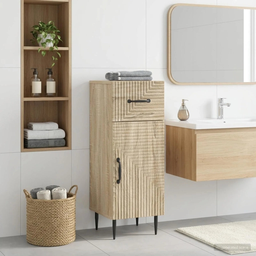 Mobiletto da Bagno HAARLEM Rovere Sonoma 30 x 31 x 80 cm 896827