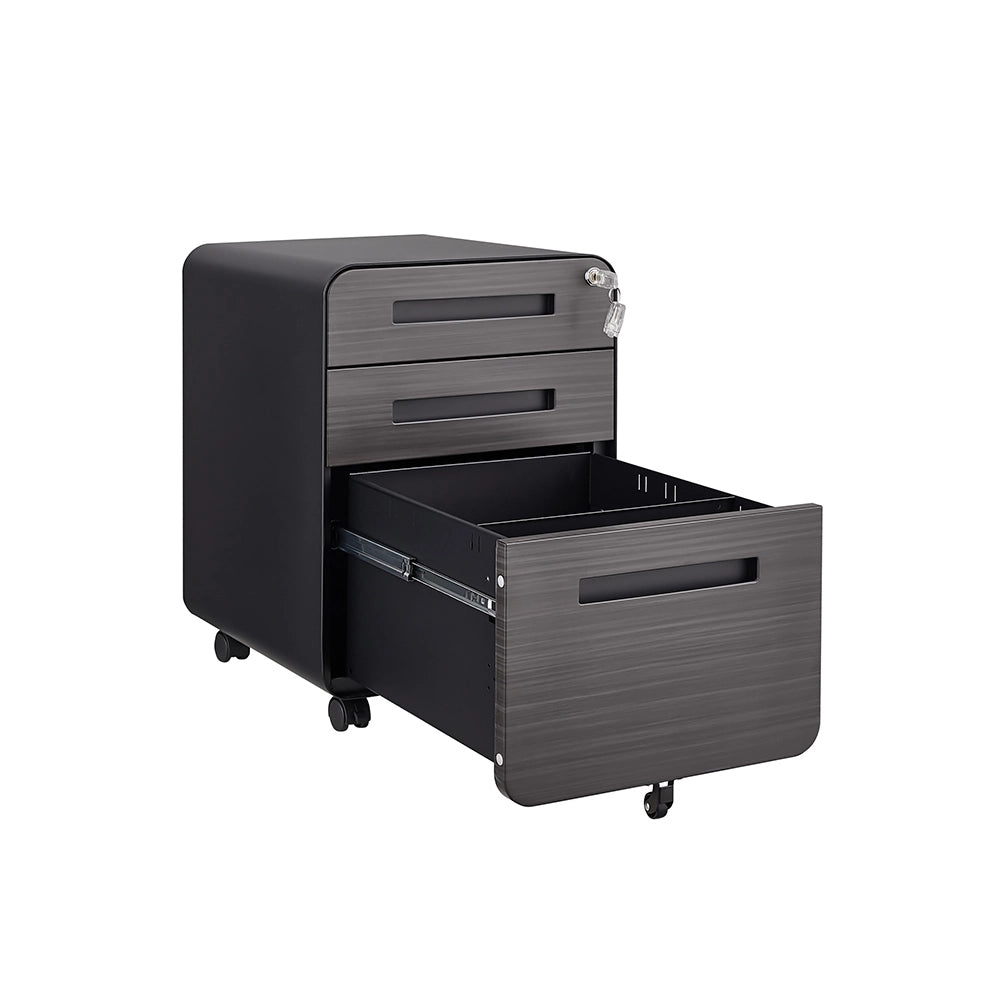 Classeur mobile a 3 cassetti - Xylo - 5 ruote anti-ribaltamento - Nero
