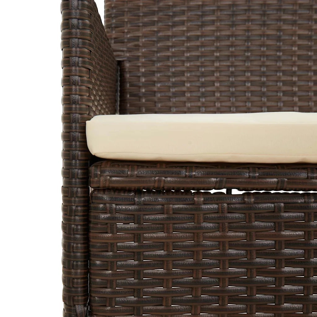 Set Mobili da Giardino 4 pz con Cuscini in Polyrattan Marrone 319495