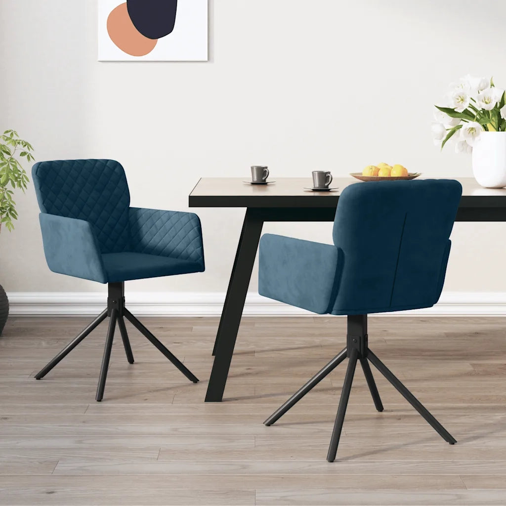 Sedie da Pranzo Girevoli 2 pz Blu in Velluto 344789