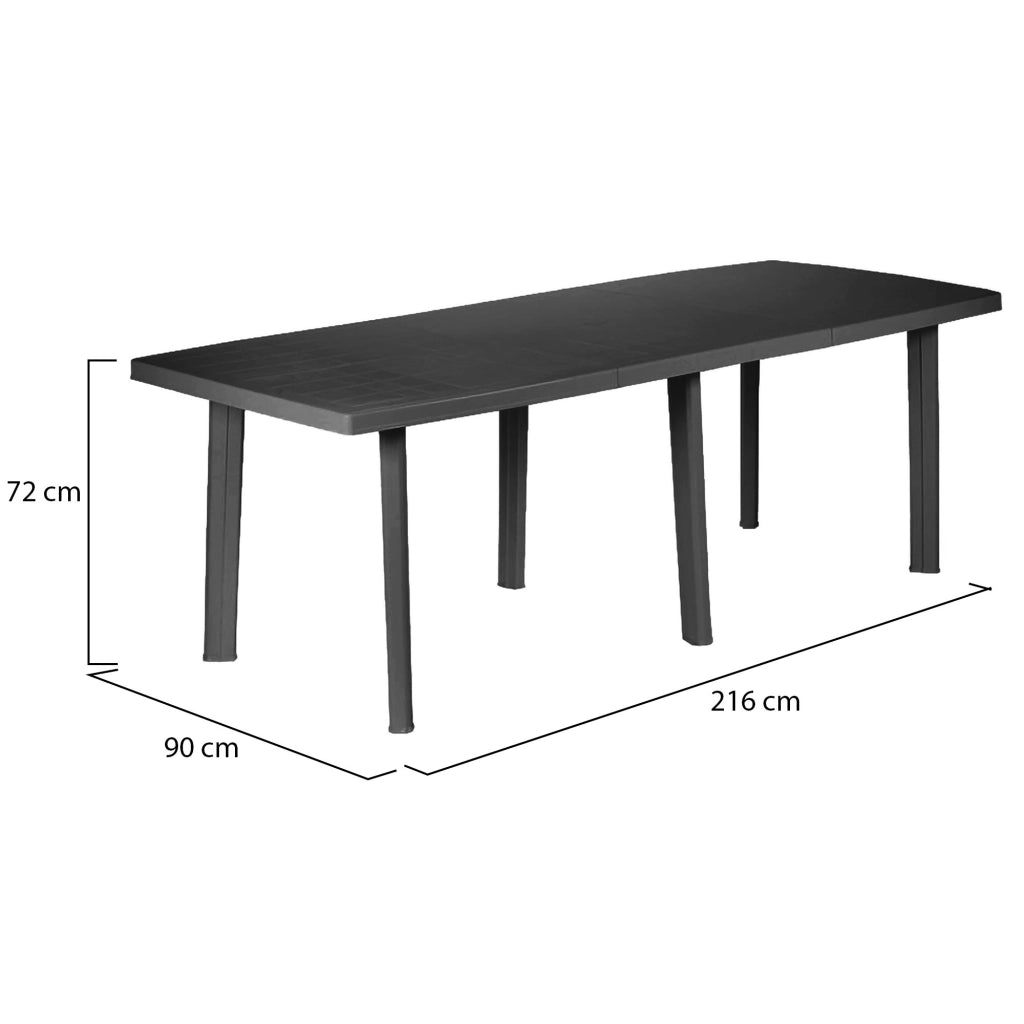 Crossley, Tavolo da Esterno 10 Posti Made in Italy, 216x90x72h cm Nero Antracite