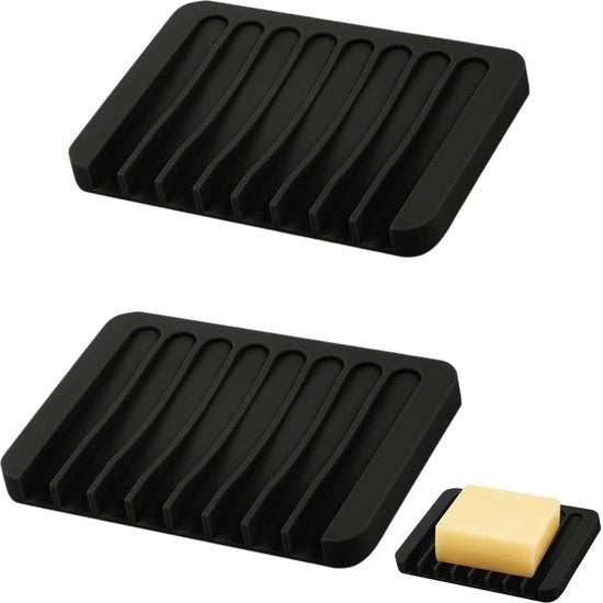 Set di 2 Doccia in Silicone Antislip e Autoevacuante - Sicuro per Adulti e Bambini - Nero