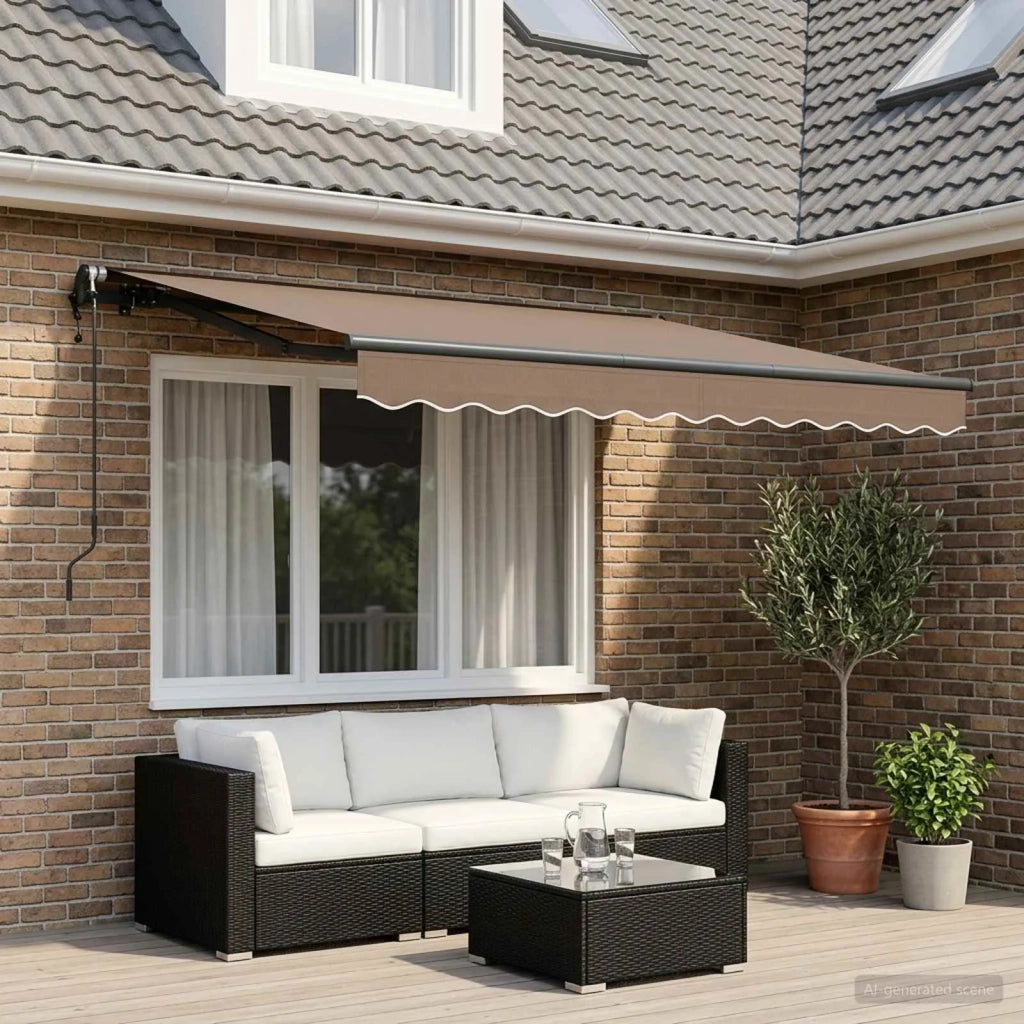 Tenda retrattile Tortora 500 × 350 cm Tessuto e Alluminio 3426437