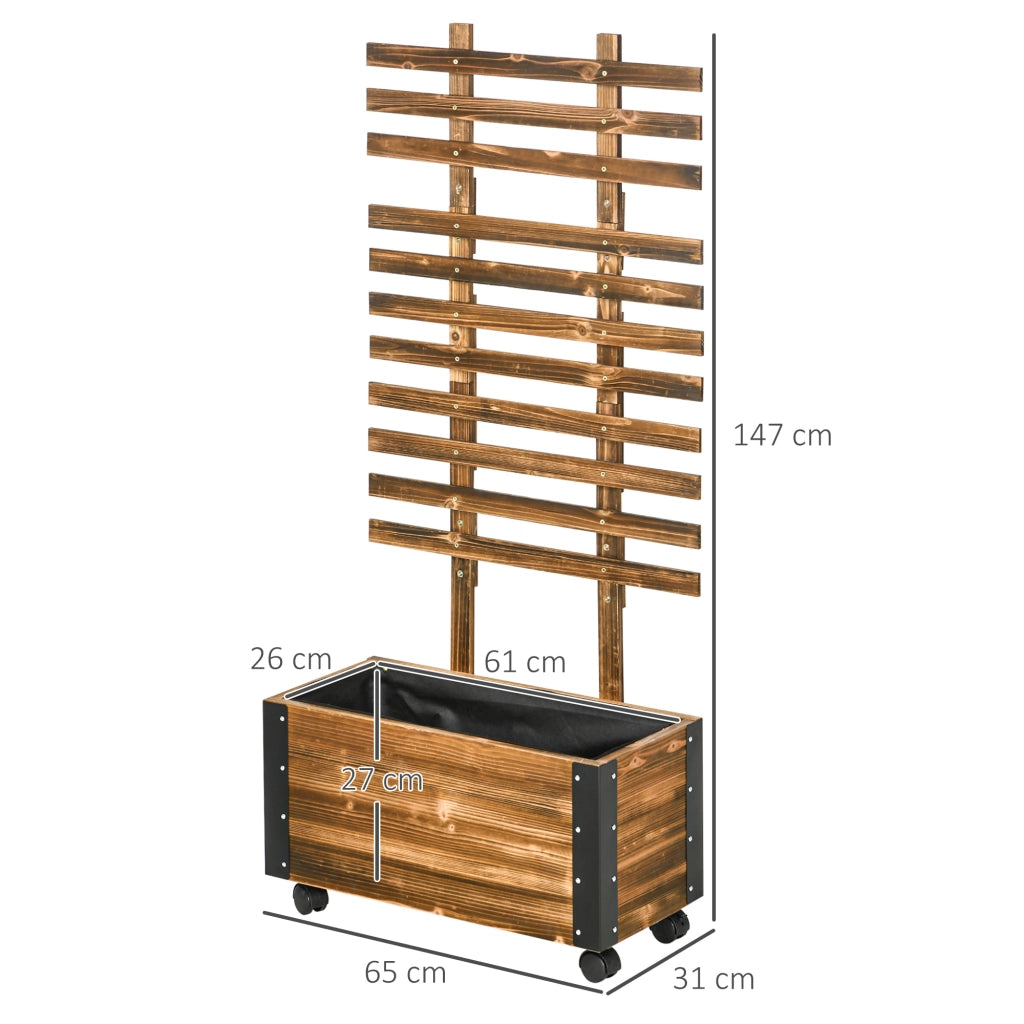 Hochbeet con traliccio ¨C zephmum ¨C 65x31x147 cm, legno massello, nero e marrone