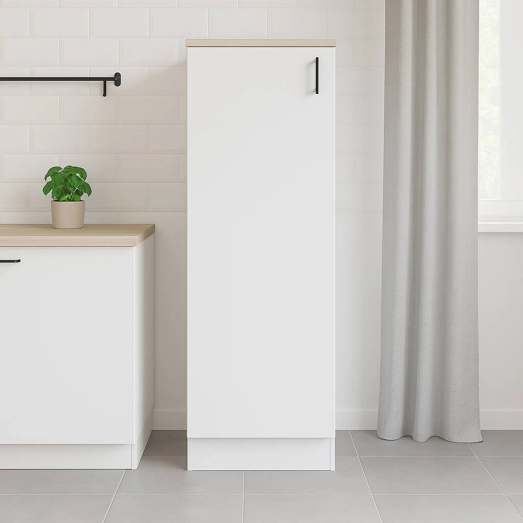 Mobile alto 1 anta Aveny, Colonna cucina, Modulo dispensa verticale, Mobile verticale compatto, 60x60 h148 cm, Bianco e Rovere
