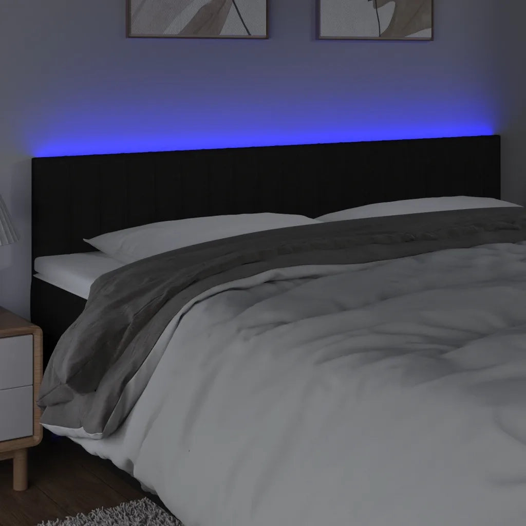 Testiera | Testata a LED Nera 160x5x78/88 cm in Tessuto