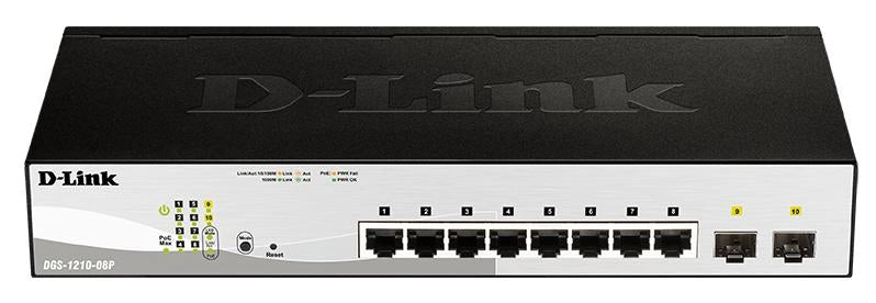 D-link dgs-1210-08p gestito l2 gigabit ethernet (10/100/1000) supporto power over ethernet (poe) nero