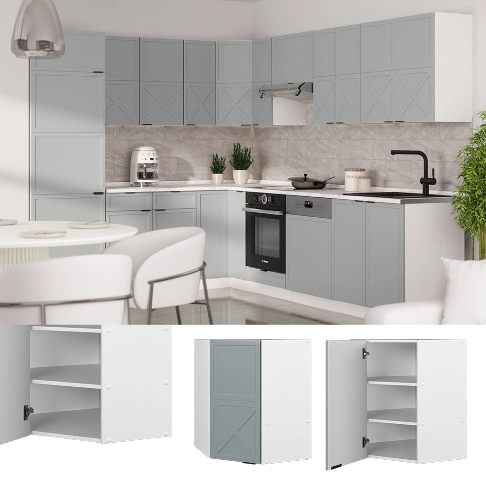 Mobile angolare da cucina Fame-Line Blu-grigio chiaro/Bianco 57 cm Vicco