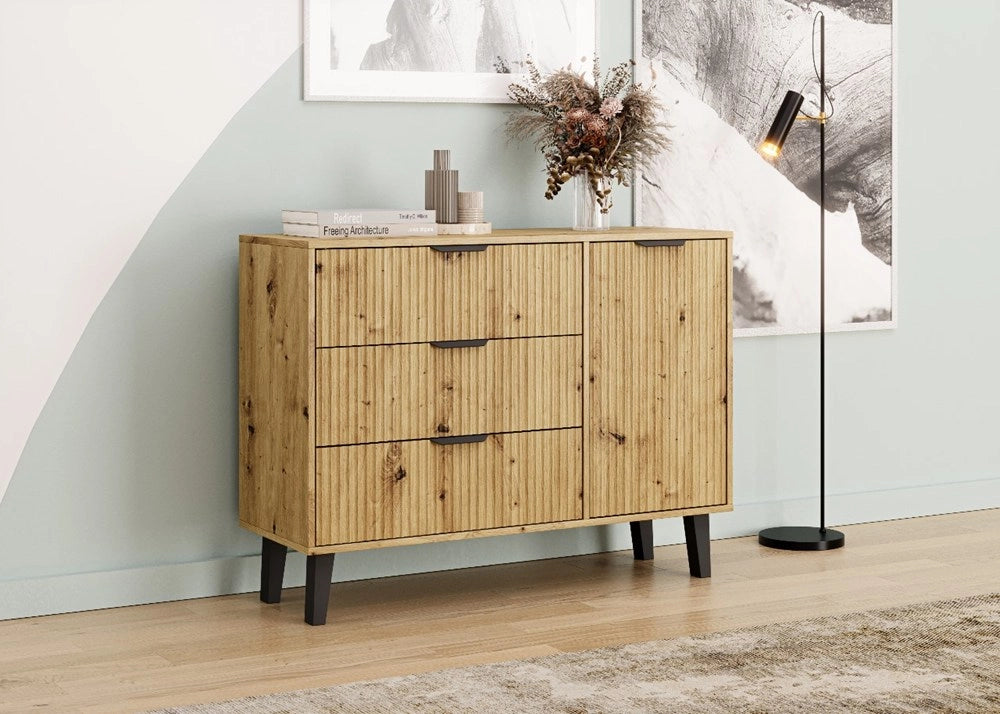 Cassettiera SCANDI 1d3s slim rovere artisan per camera e soggiorno