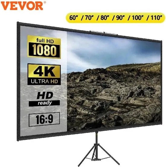 Schermo Proiettore - 228,6cm Schermo Proiettore - 4K HD - Materiale Polyester - Stativo Regolabile - Home Cinema