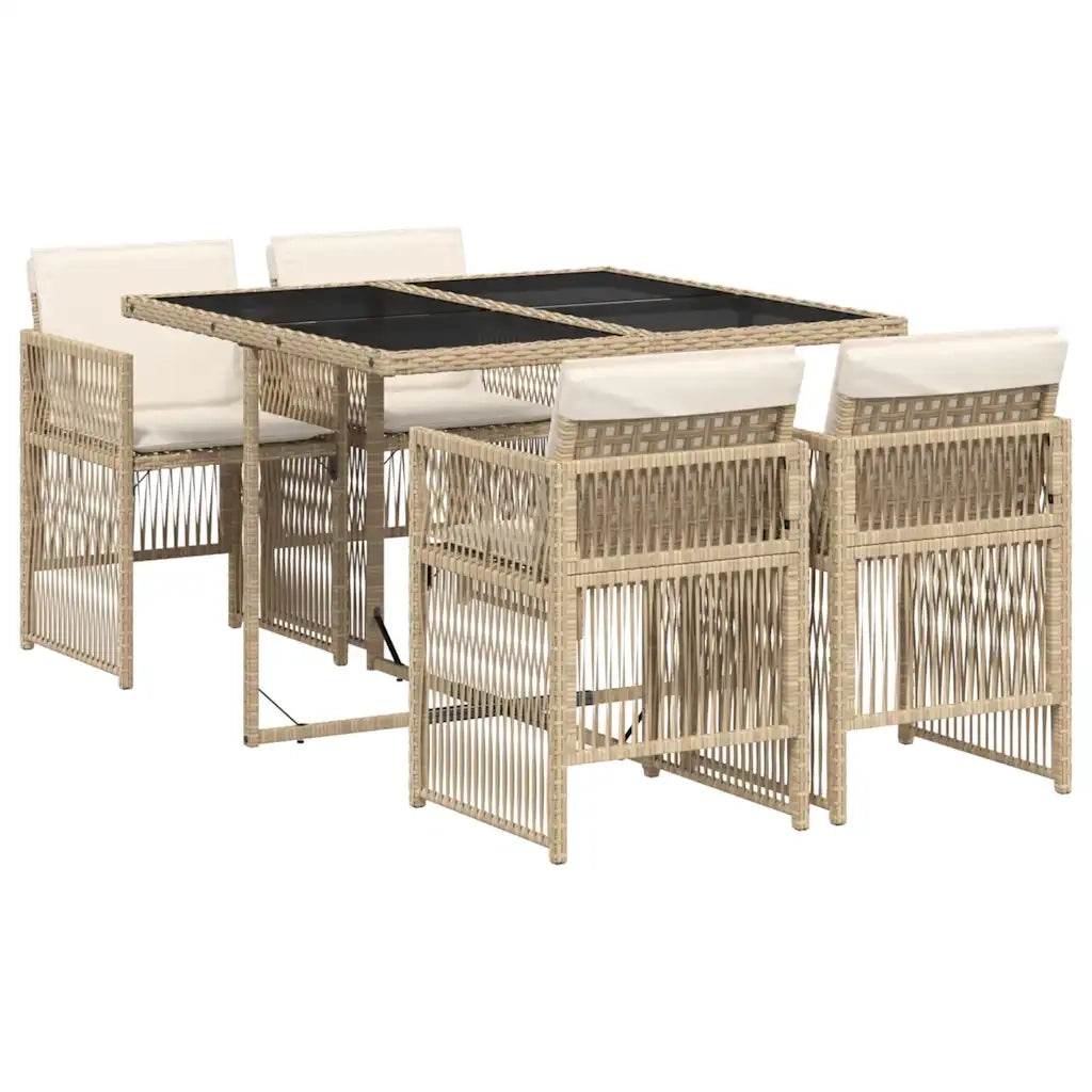 vidaXL Set da Pranzo da Giardino 5 pz con Cuscini Beige in Polyrattan