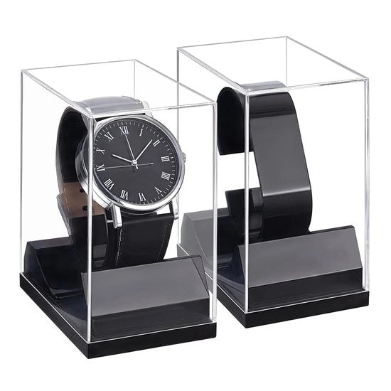 Cassa di Presentazione per Orologi - Scatola di Protezione - Protezione contro Polvere e Scalfitture - 1,9 x 3,5 x 3,5 Pollici - Supporto per Orologi - Formato Compatto - Materiali Transparenti - Adatto per Uomini e Donne