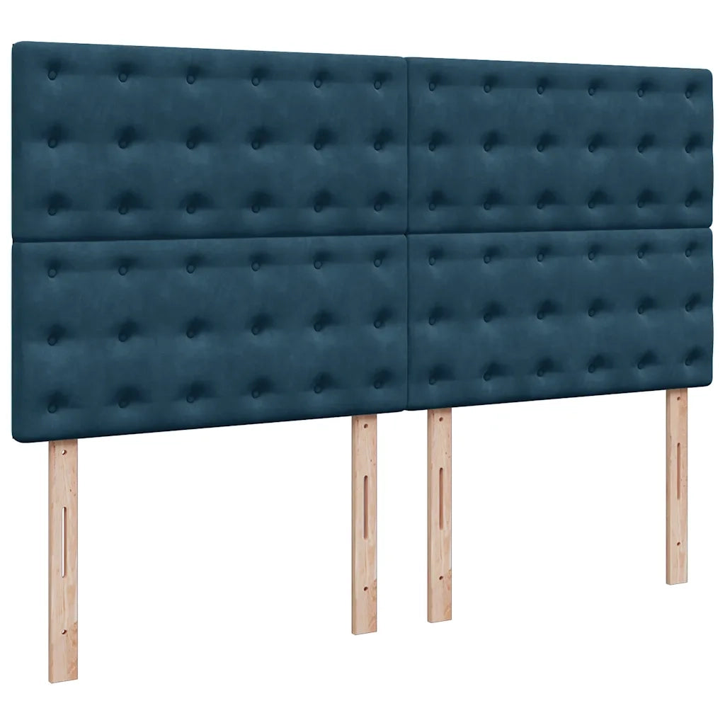 Giroletto a Molle con Materasso Blu Scuro 200x200 cm in Velluto