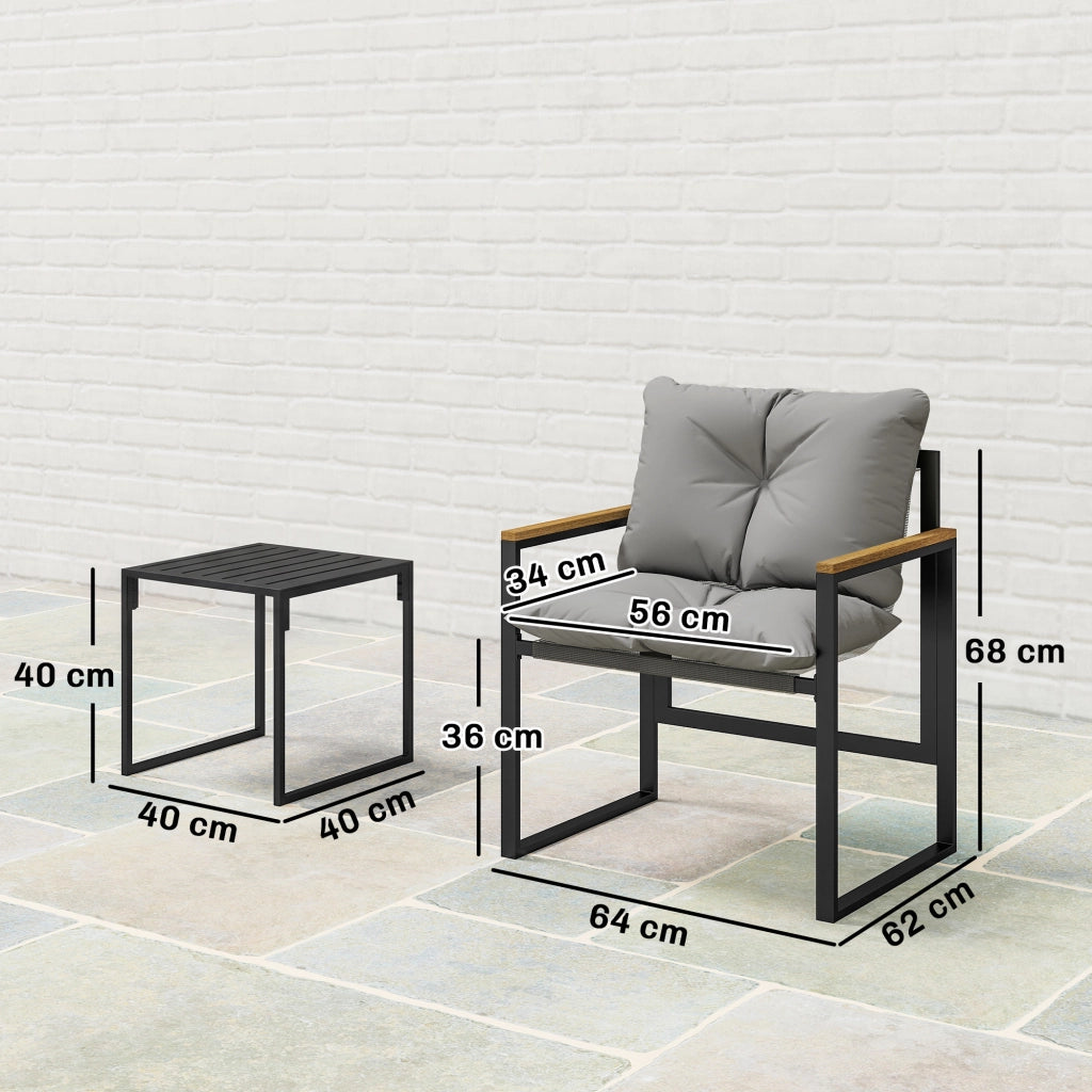 Set Bistrot 2 Posti ¨C zephmum ¨C Grigio, Polipropilene, Metallo