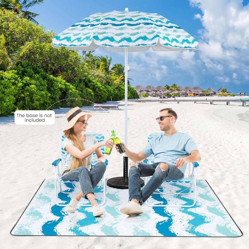 Set da spiaggia 2 faltelli 1 tappeto 1 ombrellone φ 175 cm sedia pieghevole carico 150 kg ombrellone reclinabile 30 gradi con borsa da viaggio