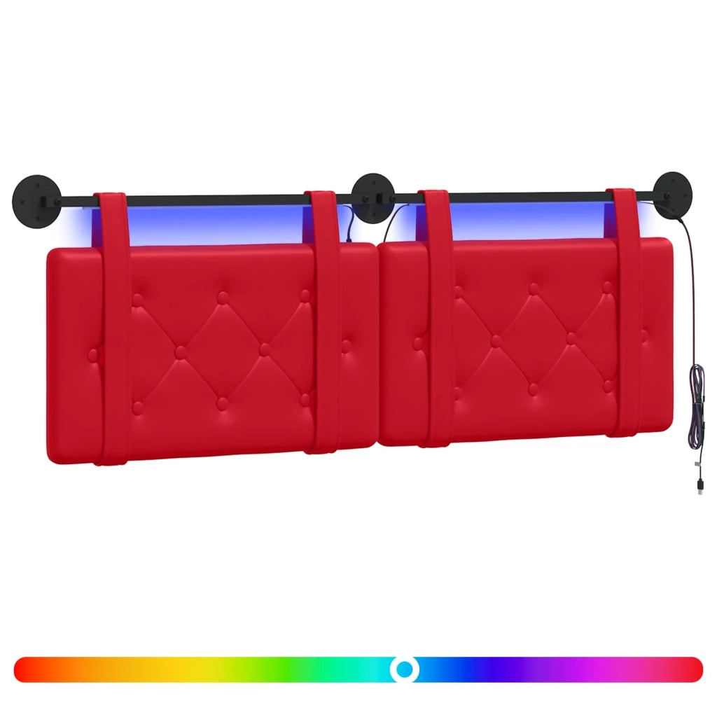 Testiera | Testata sospesa Con luce LED Rosso Similpelle