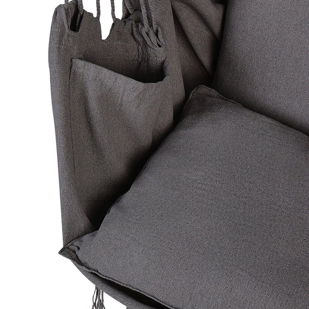 Sedia a dondolo sospesa in cotone grigio e poliestere altalena per interni ed esterni in stile boho