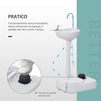 Lavabo Portatile da Campeggio 17L 51x33,5x103 cm con Ruote in HDPE  Grigio Chiaro
