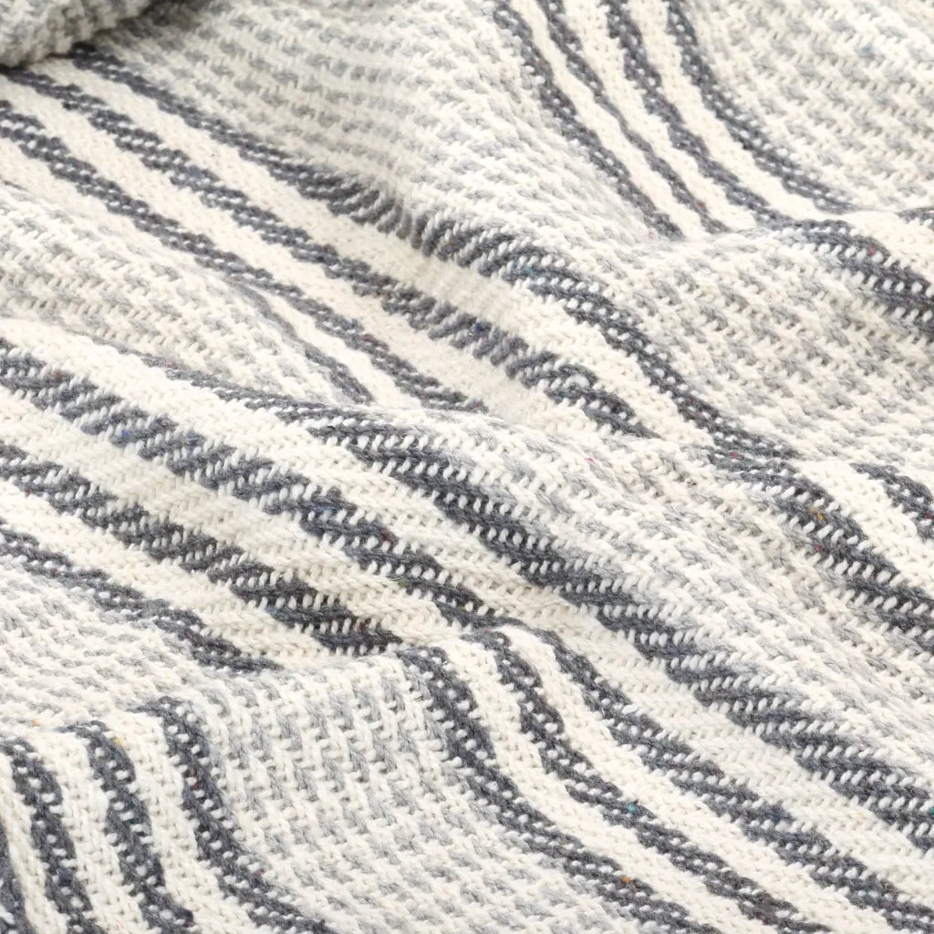 Copriletto in Cotone a Righe 220x250 cm Grigio e Bianco 245329