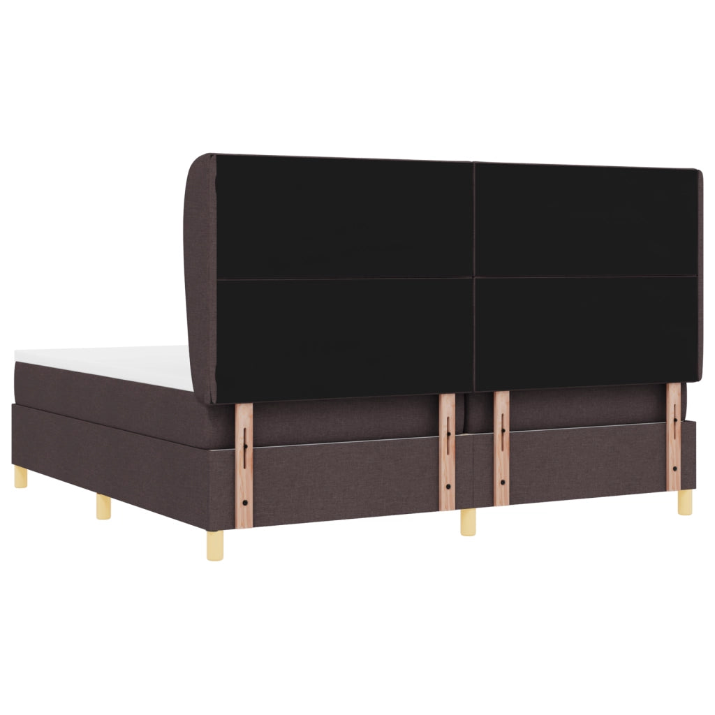 Letto Box Spring con Materasso Marrone Scuro 200x200 cm Tessuto