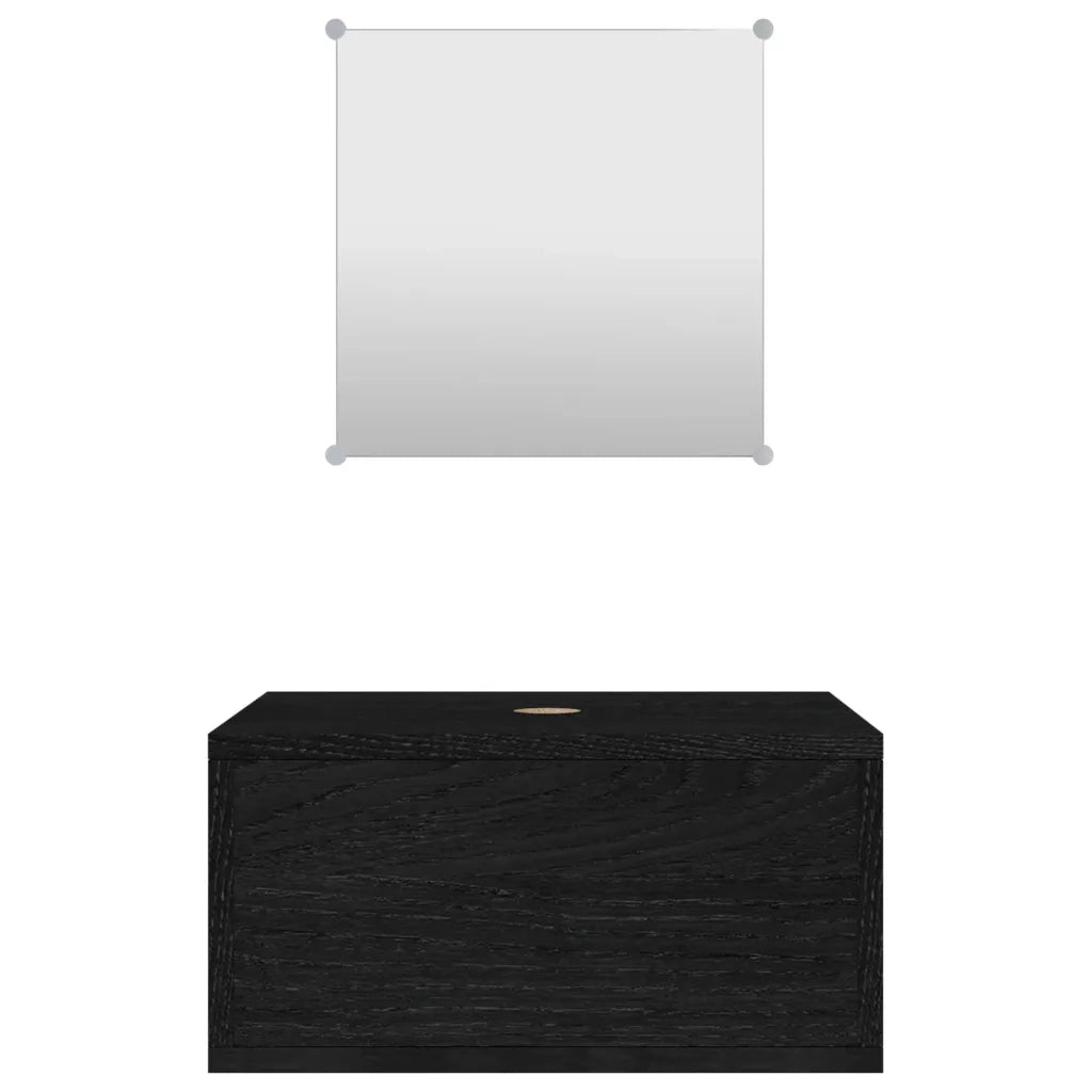 Set Mobili da Bagno 2 pz Nero in Legno Multistrato