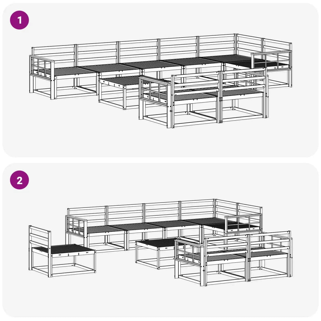 Set di divani da esterno 9 pcs Bianco 79 x 79 x 37 cm 3386663