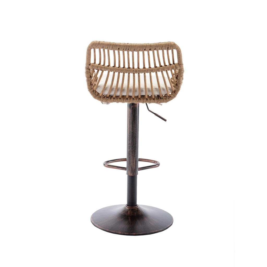 Set di 2 sgabelli da bar girevoli 360° regolabili in altezza; beige; con struttura in metallo e lino