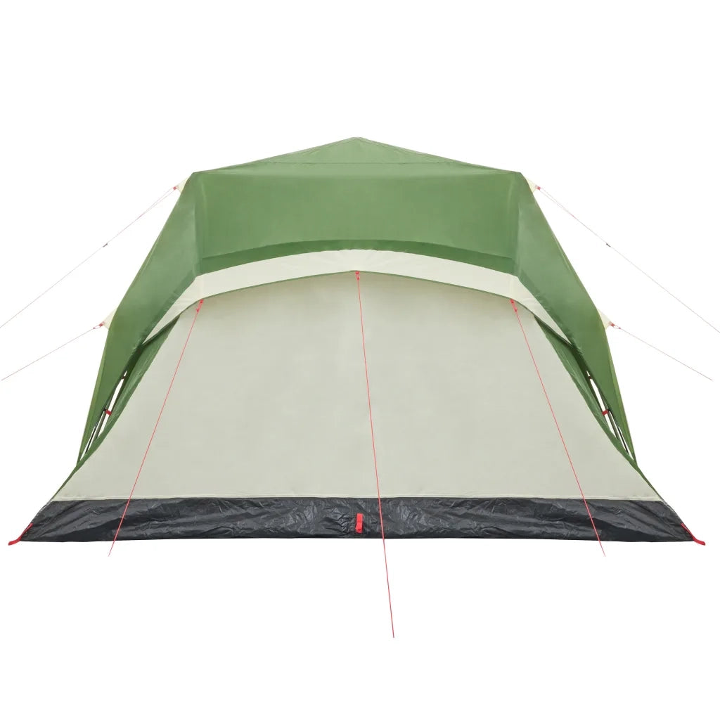 Tenda Familiare con Portico 9 Persone Verde a Rilascio Rapido