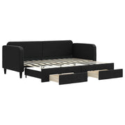 Divano letto | Sof¨¤ letto | Letto singolo Estraibile con Cassetti Nero 80x200 cm in Tessuto