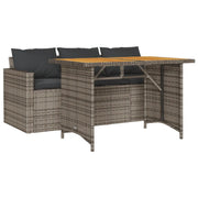 Set da Pranzo da Giardino 2 pz | Set Salotto da Giardino con Cuscini in Polyrattan Grigio