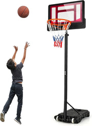 Canestro Basket per Esterno da Pavimento, Canestro da Basket ad Altezza Regolabile 154-210 cm, Supporto da Basket con Base, Portatile con Ruote, Pallacanestro per Interno