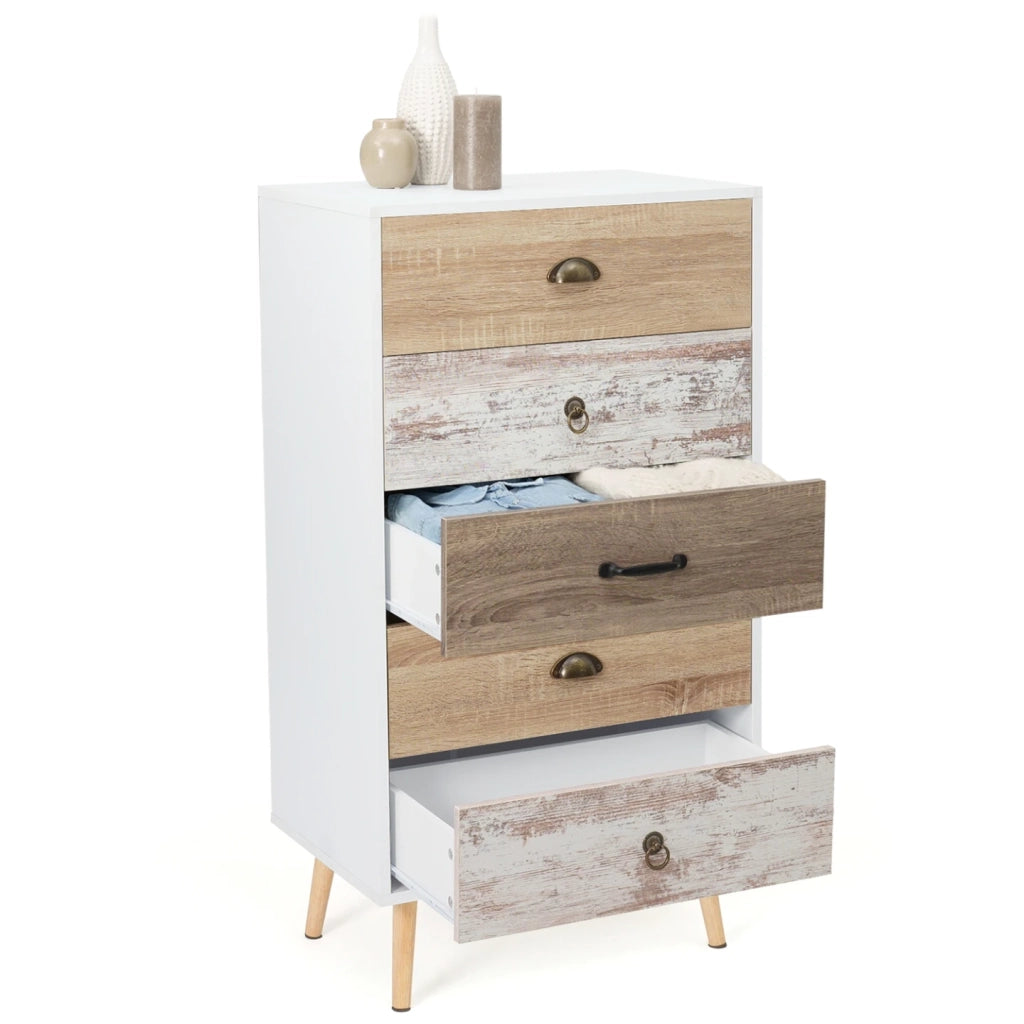 IDMarket - BAHIA Cassettone a 5 cassetti da 60 cm Scandinavo