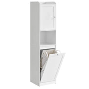 Mobiletto da bagno con cesto portabiancheria armadio alto portaoggetti sacco interno estraibile con maniglie scomparto con anta 40 x 40 x 170 cm bianco 12_0006487