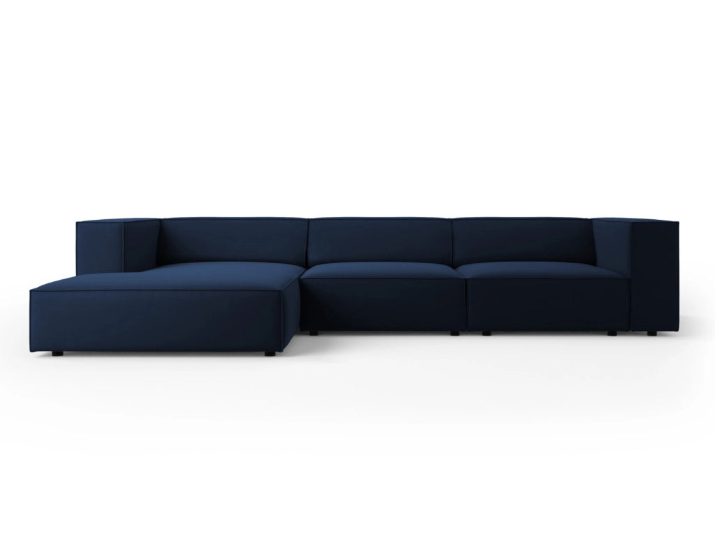 Cosmopolitan Design - Divano angolare sinistro "Arendal" 4 posti in velluto blu reale 