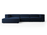 Cosmopolitan Design - Divano angolare sinistro "Arendal" 4 posti in velluto blu reale 
