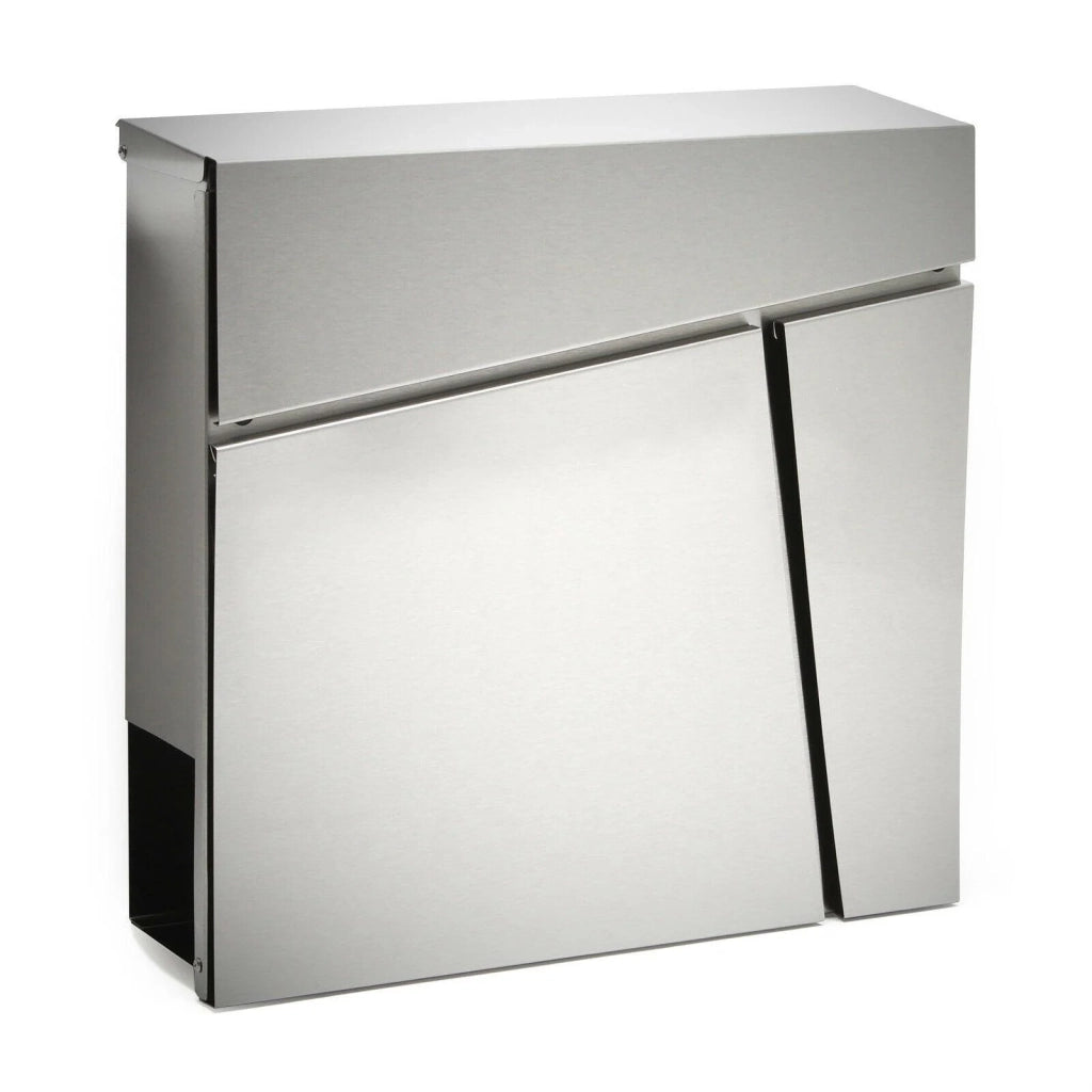 Cassetta postale di design con scomparto per giornali acciaio inox argento 16_0000095
