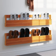 Scarpiere a Parete 2 pz-Set di 2 Scaffale per scarpe Marrone Cera Legno Massello di Pino 516572