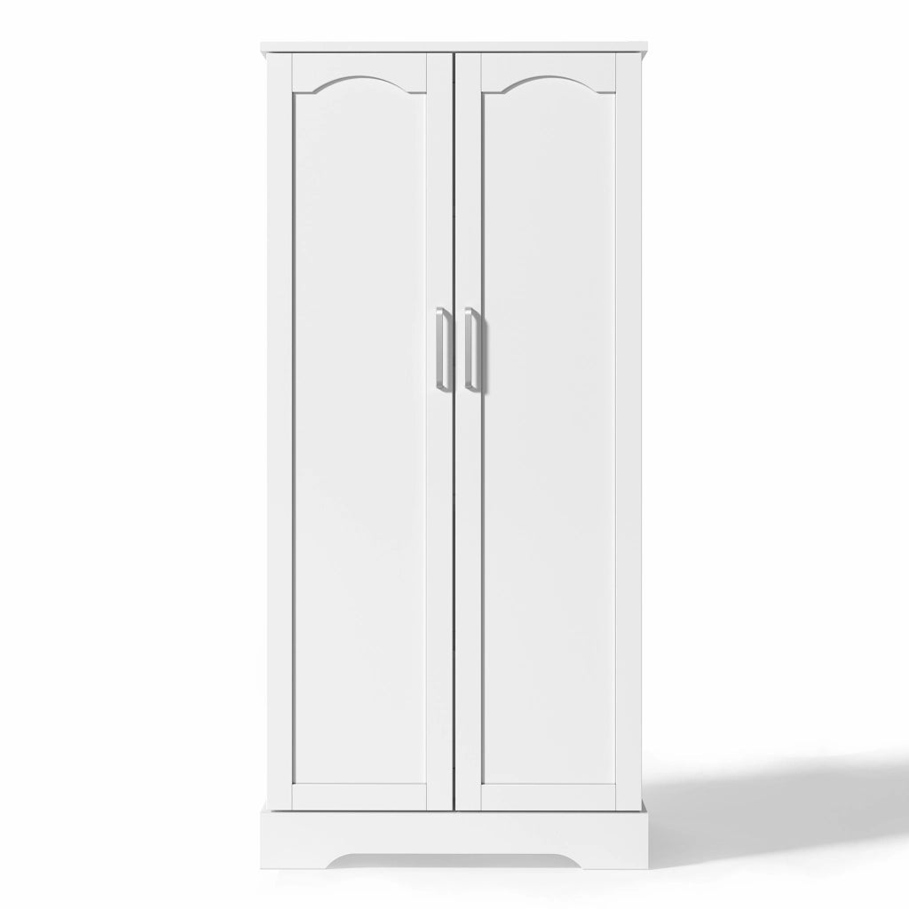 Mobile Dispensa 60x35x128 cm Bianco con LED Sensore; 2 Ante; Ripiani Regolabili e Sistema Antiribaltamento