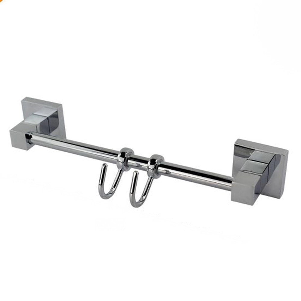 Trade Shop - Porta Asciugamani Con 2 Ganci Appendini Fissaggio A Parete Bagno Square 59194 -