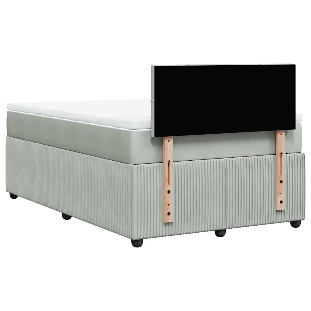 Giroletto a Molle con Materasso Grigio Chiaro 120x190cm Velluto