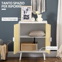 Credenza Moderna in Legno, Mobiletto Multiuso con Ripiani per Soggiorno, Camera o Ingresso con 2 Antine e Mensola Regolabile, 60x40x80cm