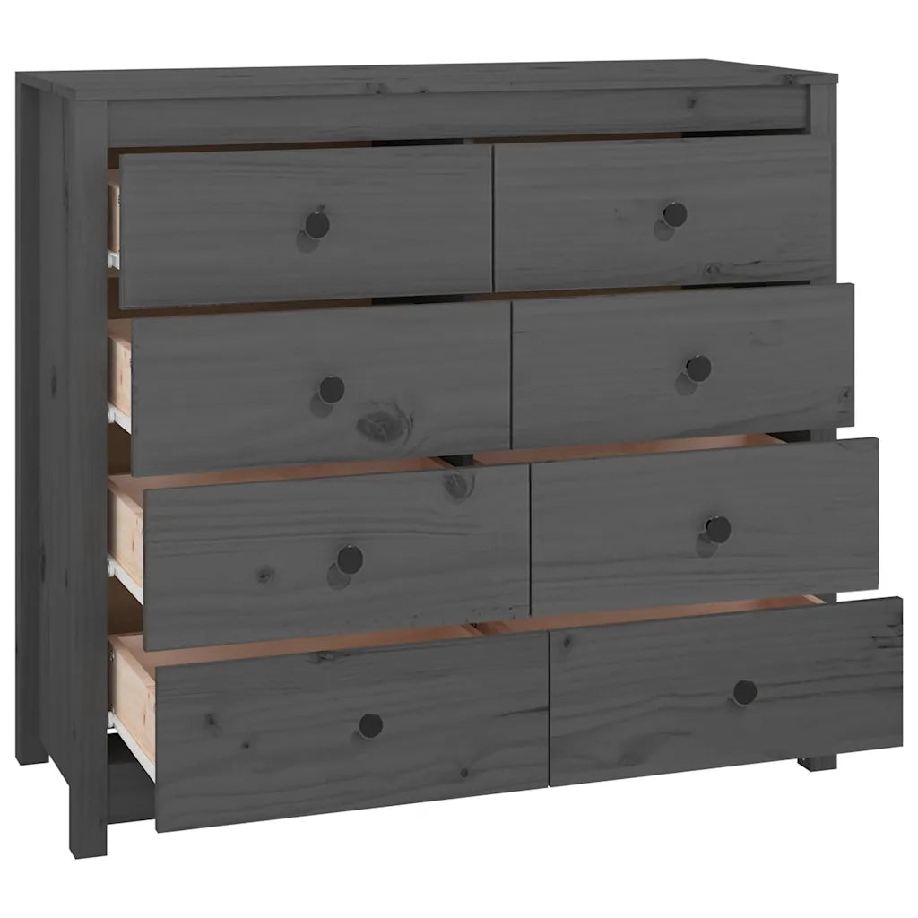 Armadietto Grigio 100x40x90 cm in Legno Massello di Pino 821771