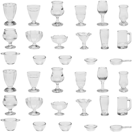 Accessori per case in miniatura 34 pezzi - Arredamento per casa in miniatura - Decorazione per cucina - Materiale plastico - Scala 1:12 - Leggero - Accessori per case in miniatura