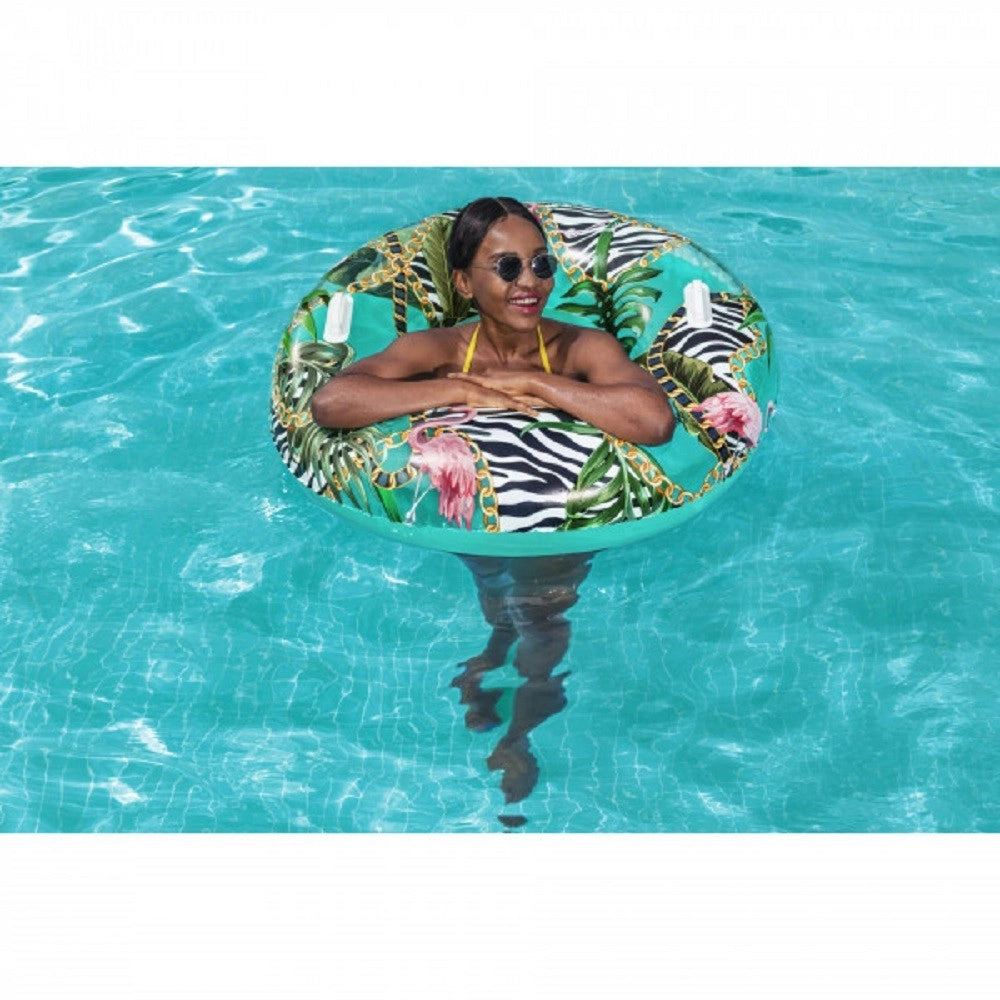 Trade Shop - Gonfiabile Salvagente Fantasia Floreale 114 Cm Con Maniglie Piscina Estate 36302 -